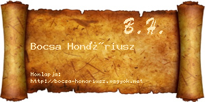 Bocsa Honóriusz névjegykártya